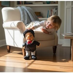 MR MAGOO Rare VTG Black White Satin Tuxedo Plush 14" Vinyl Head Cartoon Read